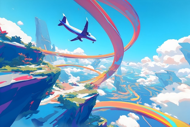 飞机穿越云层货运概念图