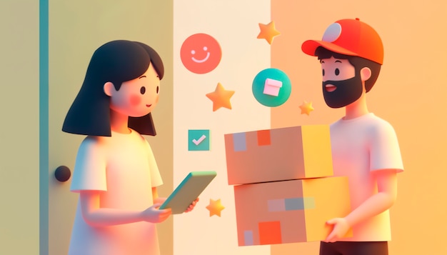 快递员正在交付紧急包裹